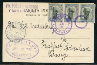 Guatemala Postal History: Lot 6 1907 15c Picture Pc Guatemala - Frankfurt $$$