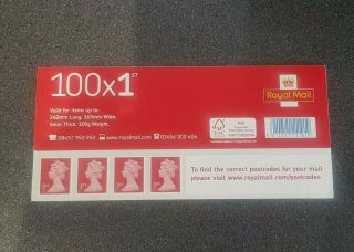 1 X 100 X 1st Class Self Adhesive Booklet (red Stamps)