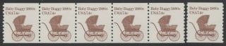 U.  S.  1902 Mnh Plate 2 Joint Line Pair Strip Of 5 7.  4¢ Baby Buggy