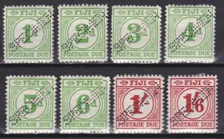 Fiji 1940,  Sc D11s - D18s,  Cv £250,  Speciemen Overprint,  Postage Due,  Mh