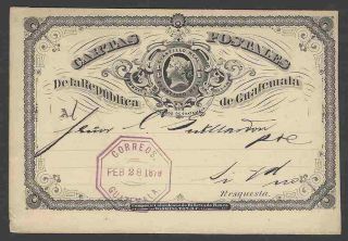 Guatemala ¼ Real Black Postal Card 1879