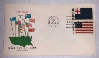 Scott 1350 & 1351,  Flag Issue,  First Day Of Issue Fluegel Cachets Set Of 6