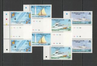 Y967 1978 Turks & Caicos Islands Transport Ships & Boats 381 - 4 Gutter 2set Mnh
