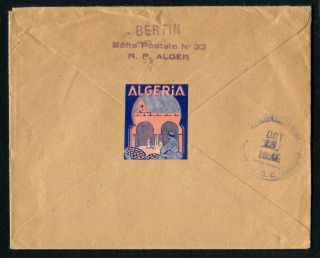 Algeria Market Label On The Back Of A 1959 Cover To Honduras