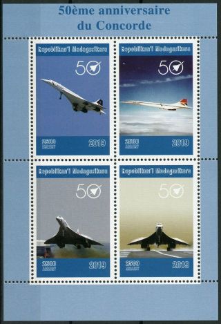 Madagascar 2019 Mnh Concorde 50th Anniv 4v M/s Aviation Stamps