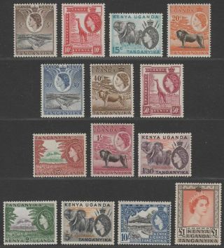 Kenya Uganda And Tanganyika 1954 - 59 Qeii Set Sg167 - 180 Cat £140