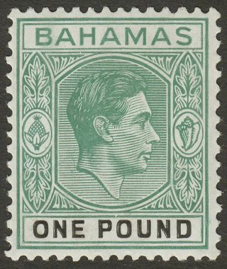 Bahamas 1938 Kgvi £1 Deep Grey - Green And Black Sg157 Cat £250