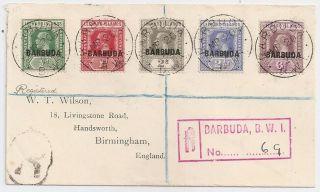 1924 Barbuda To Great Britain Reg Cover,  Fantastic And Valuable Stamps