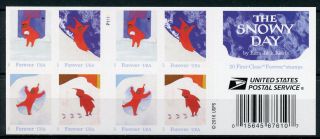 Usa 2017 Mnh Snowy Day 20v S/a Booklet Snow Winter Stamps