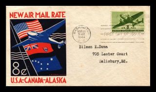 Dr Jim Stamps Us 8c Air Mail Rate First Day Cover Scott C26