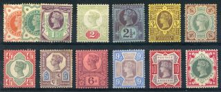Gb 1887 - 1900 Jubilee Stamps 1/2d To 1s (11v) Hinged Sg 197/214 Cat £439