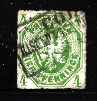 Hick Girl Stamp - Old German States - Prussia Sc 15 Issue 1861 Y1589