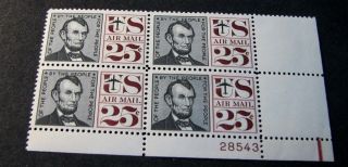 Us Plate Blocks Stamp Scott C59a Lincoln 1966 Mnh L215