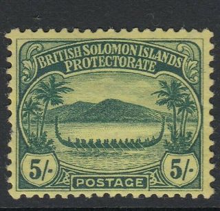Solomon Islands 1910 Kevii 5s Green/yellow Mounted Sg 17.  Sc 18.