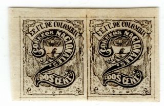 Colombia - Classic - Unrecorded 2c Die Proof Pair In Black - 1870 - Sc 68 Rrrr