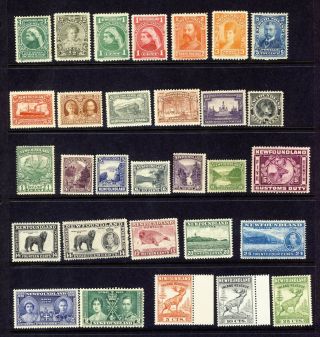 30x Newfoundland Stamps 61 - 78 - 79 - 80 - 82 - 83 - 85 Mng - 164 - 165 - 167,  Gv=$160,