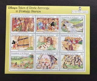 1992 Mnh St Vincent The Pied Piper Of Hamelin Disney Stamps Sheet Fairytale