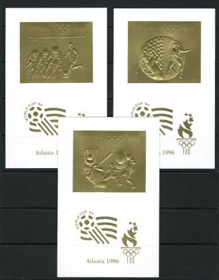 Guyana - 1996 Olympic,  Soccer,  Baseball,  Tennis,  Golf,  Gold Imperf.  Mnh