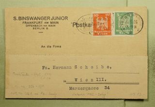 Dr Who 1926 Germany Frankfurt Perfin Postcard To Austria E45023
