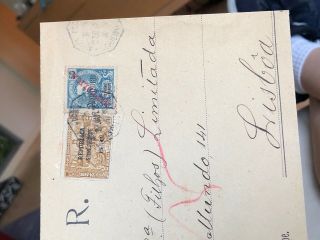 Large 1922 São Tomé Y Príncipe Postal Cover To Lisbon Portugal Registered 5