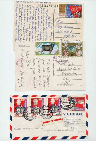 Mongolia Covers Airmail Postcards X 11 (as 64