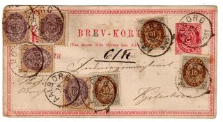1875 (?) Denmark Local Uprated Stationery Card / Franking.