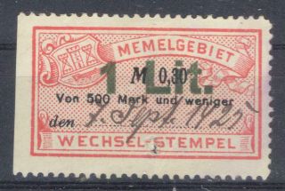 Germany Memel Klaipeda Revenue For Bills Of Exchange Stempelmarke Fiscal