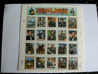 Usa Stamps Sheet Of Civil War Signed By The Artist In.