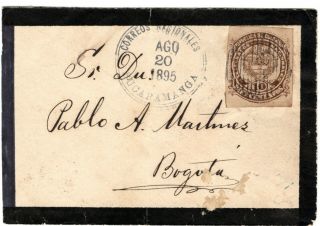 Colombia - Mourning Cover - Bucaramanga To Bogota W/ A 10c Telegraph Stamp 1895