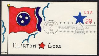 1993 Clinton - Gore Inauguration - Winston H/p Carthage Tn Inaugural Cover Pa53
