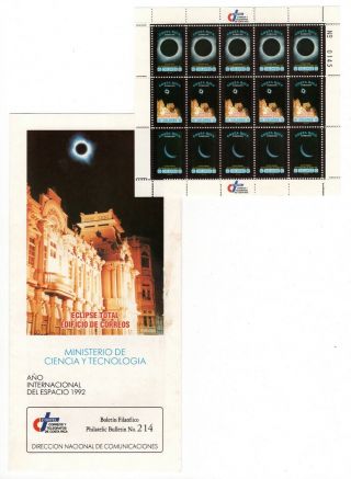 Costa Rica Scott 444 Eclipse Space Mini Sheet,  Bulletin 1992 Some Ts Epm