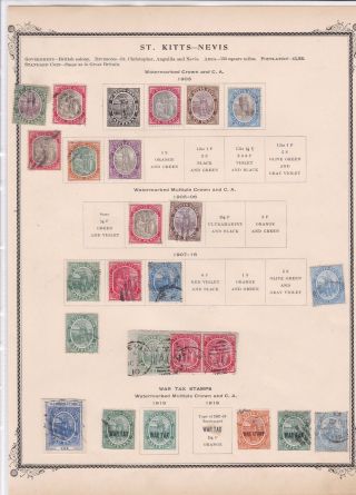 St Kitts Nevis Mounted And Stamps On Album Page Ref R9071