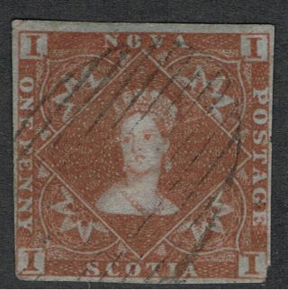 Nova Scotia 1851 - 57 1d Red Brown Queen Victoria