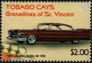 1961 Cadillac Sedan Deville Automobile Car Stamp (2003 Tobago Cays)