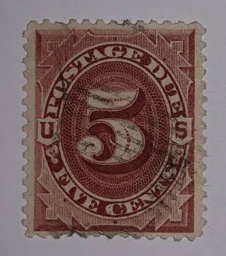 Travelstamps: 1891 Us Stamp,  Scott J - 25,  5 Cents,  Postage Due,  Ng