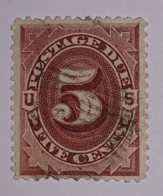 Travelstamps: 1891 US Stamp,  Scott J - 25,  5 cents,  Postage Due,  Ng 3