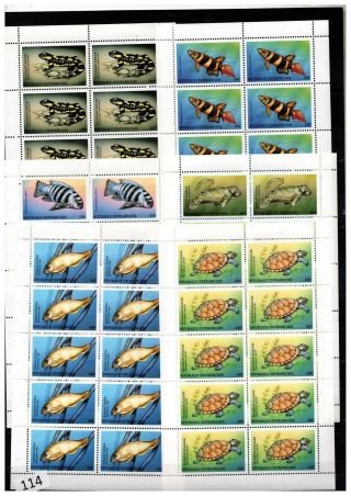 ,  10x Central African Rep - Mnh - Fish,  Turtle