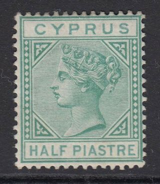 Cyprus - 1881 ½pi Emerald Green Mounted Sg 11