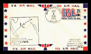 Dr Jim Stamps Us San Francisco First Flight Air Mail Cover Kuala Lumpur