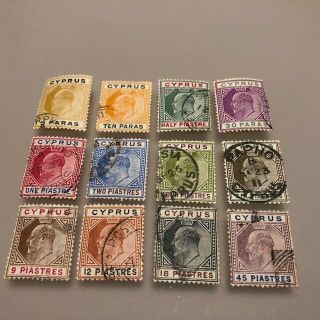 Selection Of Early Ed Vii Stamps From Cyprus Sg60 - 71 In Sg 65a Broken Triangle