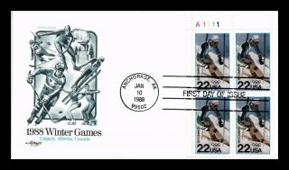 Dr Jim Stamps Us Skiing Winter Olympic Games First Day Cover Block Anchorage