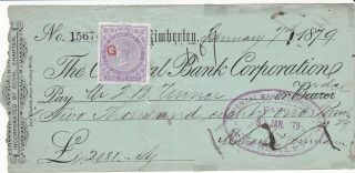 Cape Of Good Hope Great Britain 1879 Revenue Document G Overprint