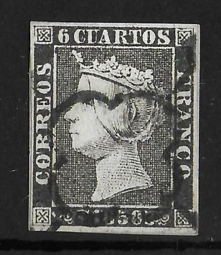 Spain 1850 6c Black Thick Paper Yvert 1