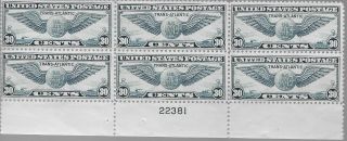 Buffalo Stamps: Scott C24 Airmail Plate Block,  Mnh Og & Vf,  Cv = 180.  00