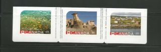 Booklet Strip 2845 - 2847 Unesco Heritage Sites Canada 2 Recalled