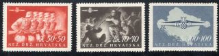 Croatia 1944 Stamp Sc.  B 73/5 Mnh