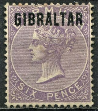 Gibraltar 1886 Bermuda Overprint,  Sg 6,  6d Deep Lilac,  Hinged,  Cv £300