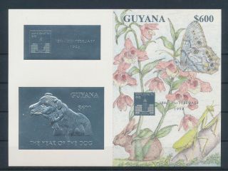Lk64123 Guyana Imperf Fauna & Flora Butterflies Silver Sheet Mnh