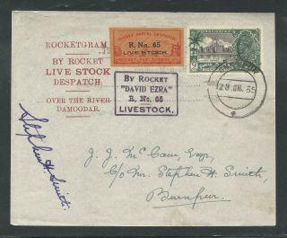 1935 India Rocket Mail David Ezra - Livestock - Stephen H.  Smith Ez 12c1