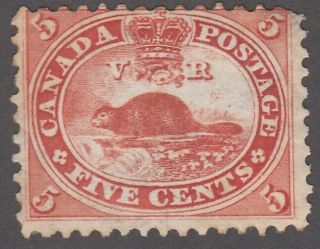 Canada Og Scott 15 5 Cent Beaver Vermilion " First Cents " Hcv $1,  875